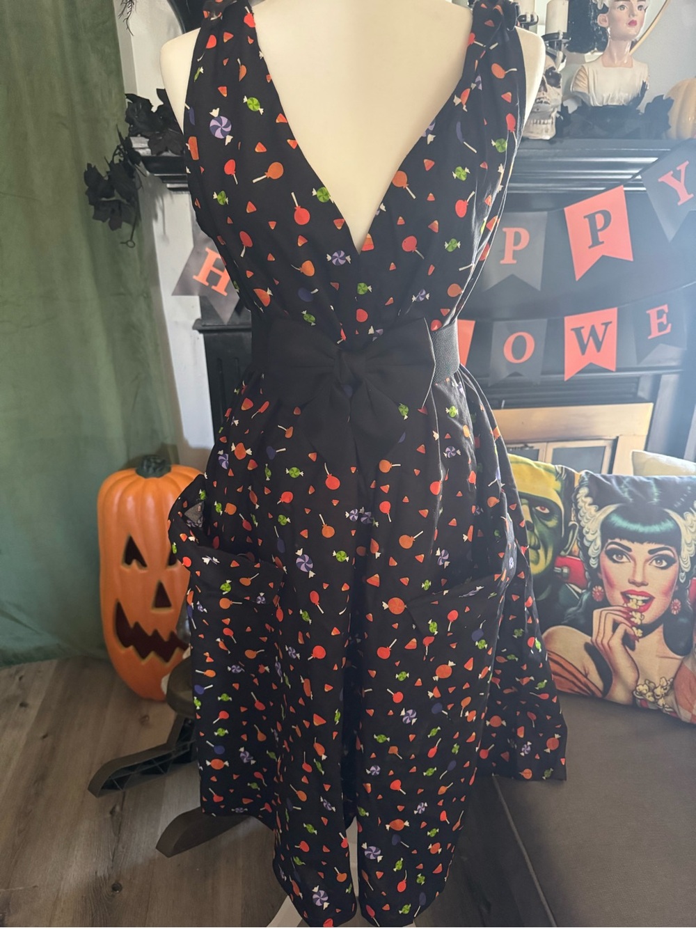 Black Candy Print Dress custom-made NEW xl Halloween 🎃 Adult size